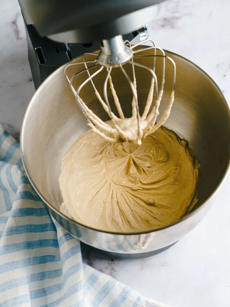 batter for Madeira cake in electric mixer