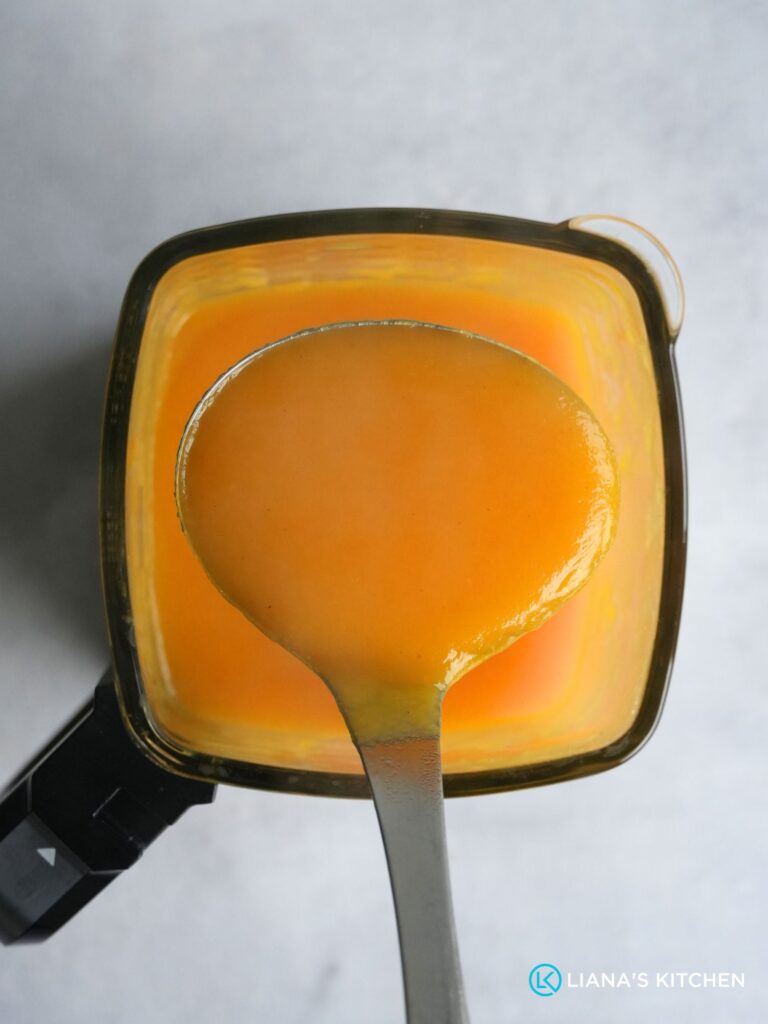 ninja soup maker jug with serving ladle full of soup