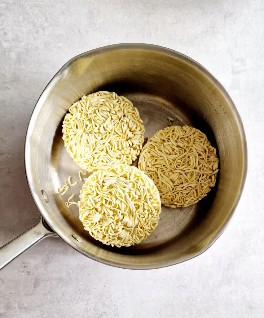 cooking noodles in a saucepan