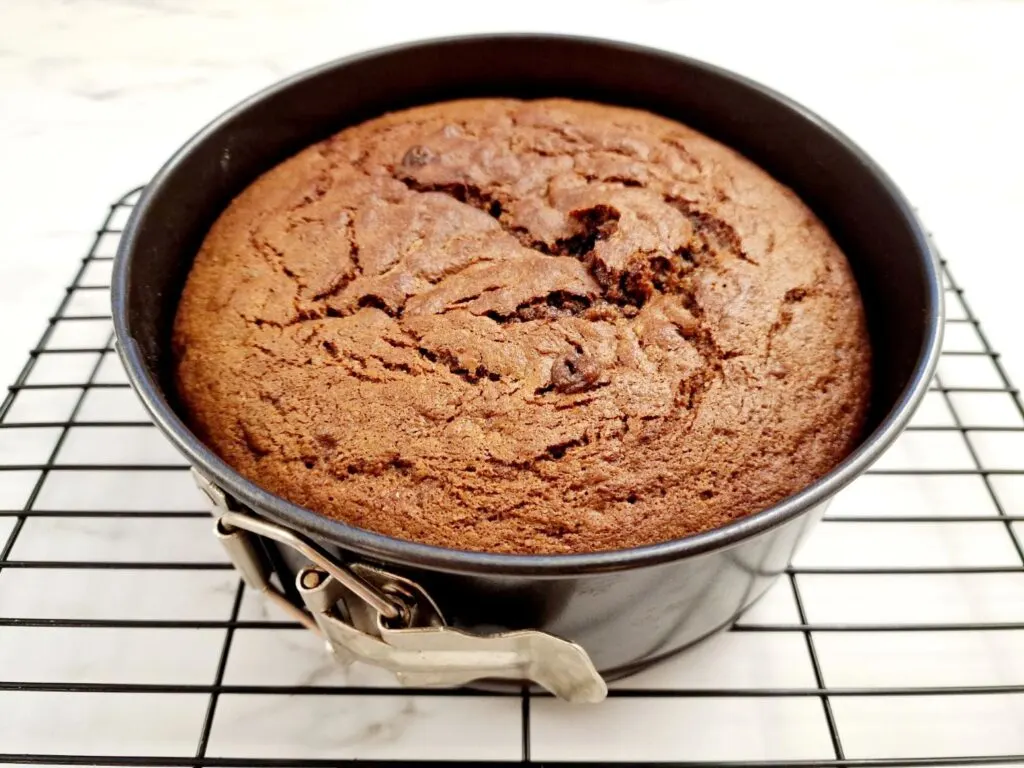 nutella banana bread in baking tin