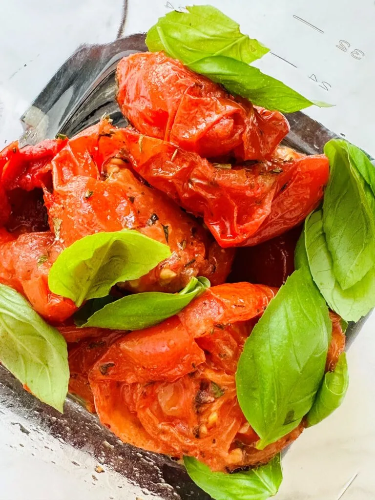 roasted tomatoes and basil in Ninja soup maker