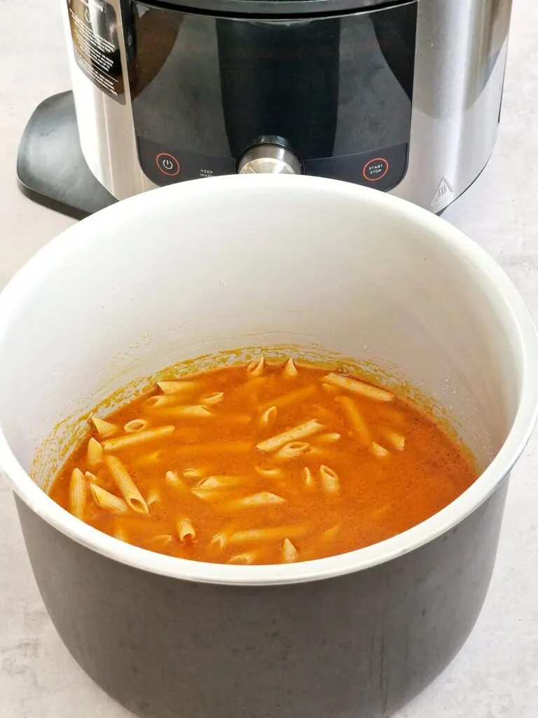 pasta water and tomato sauce in Ninja Foodi