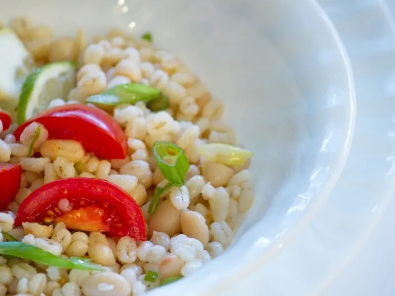 pearl barley salad in a bowl