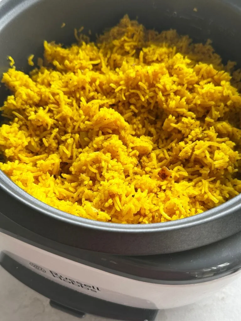 pilau rice cooked in a rice cooker