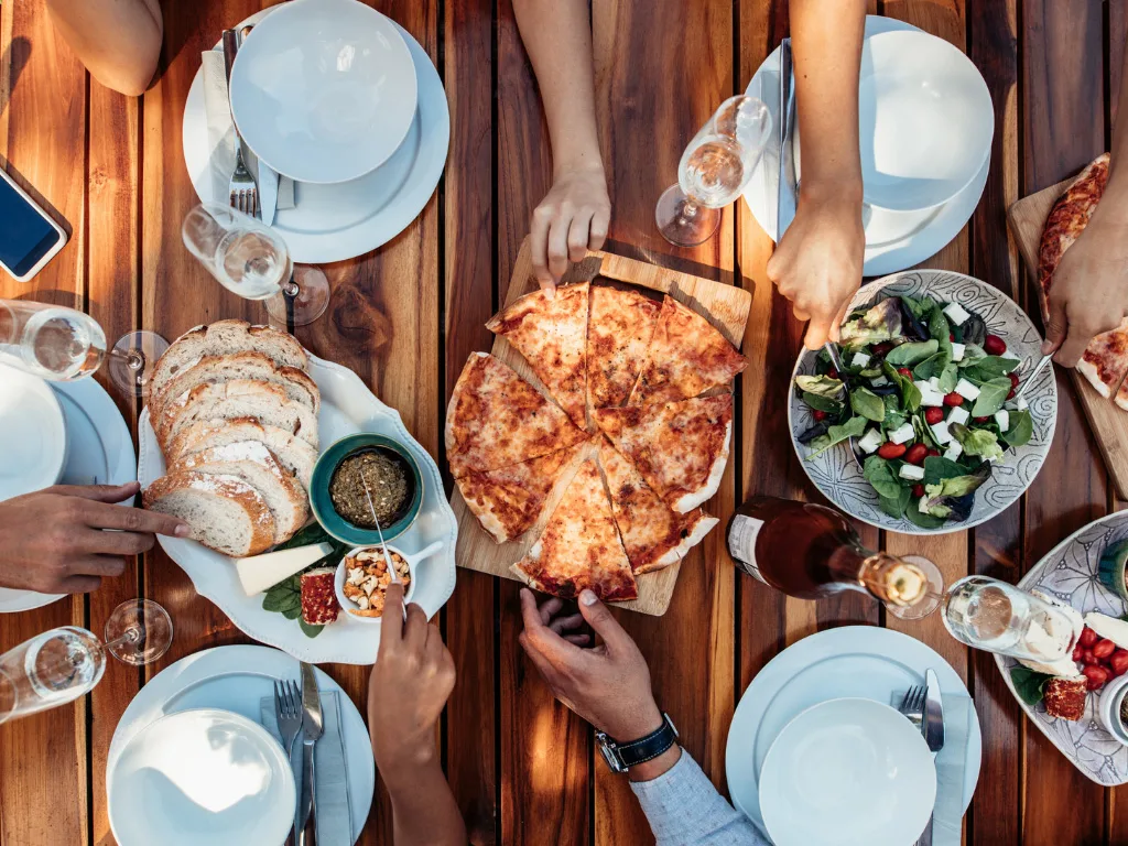 pizza and side dishes