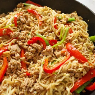 pork mince stir fry in pan