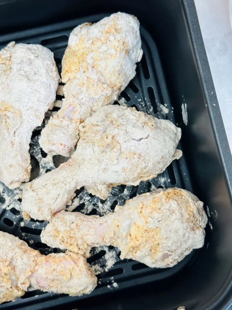 prepared chicken in air fryer for fried chicken