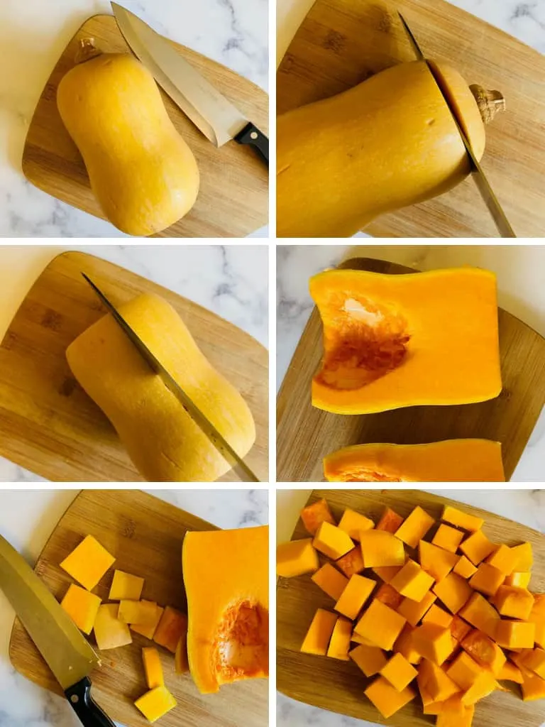 preparing butternut squash