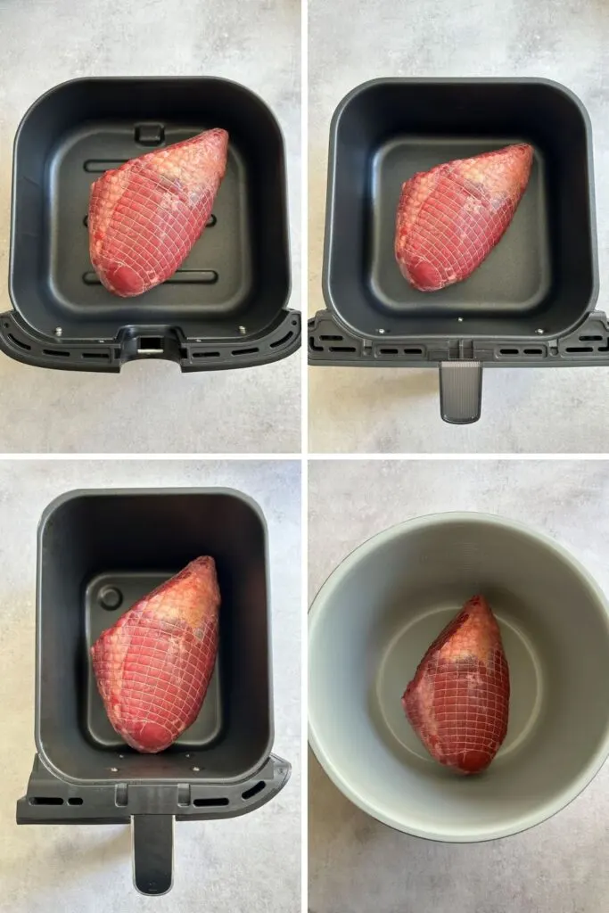 raw beef joint in each air fryer basket