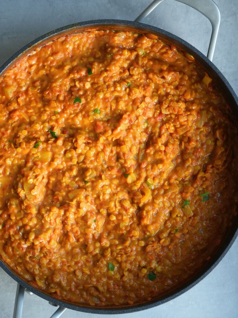 red lentil curry cooked in a Ninja pan