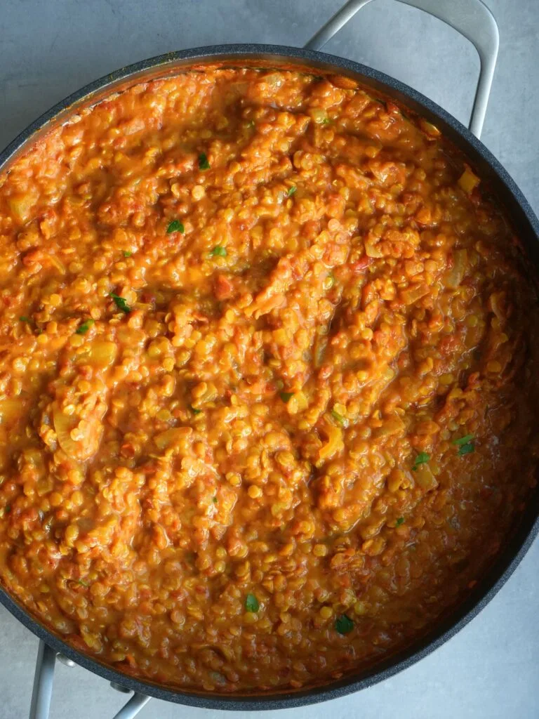 red lentil curry cooked in a Ninja pan