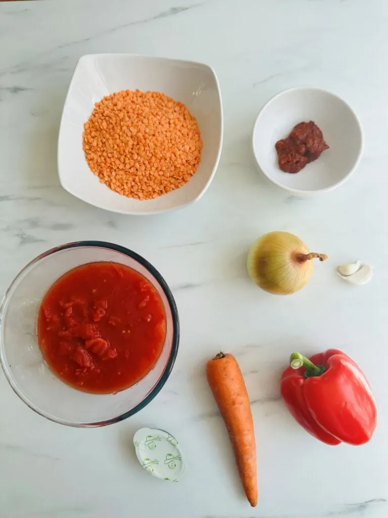 red lentil harissa soup ingredients