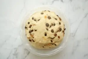 panettone dough rising in bowl