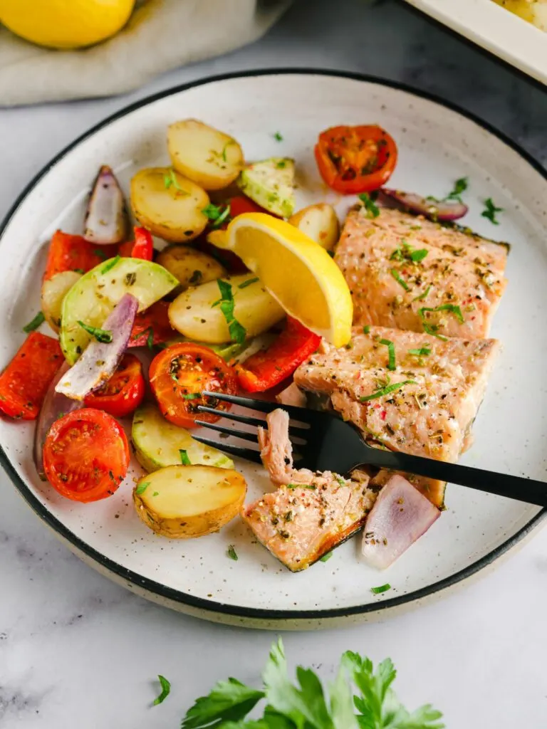 salmon tray bake recipe