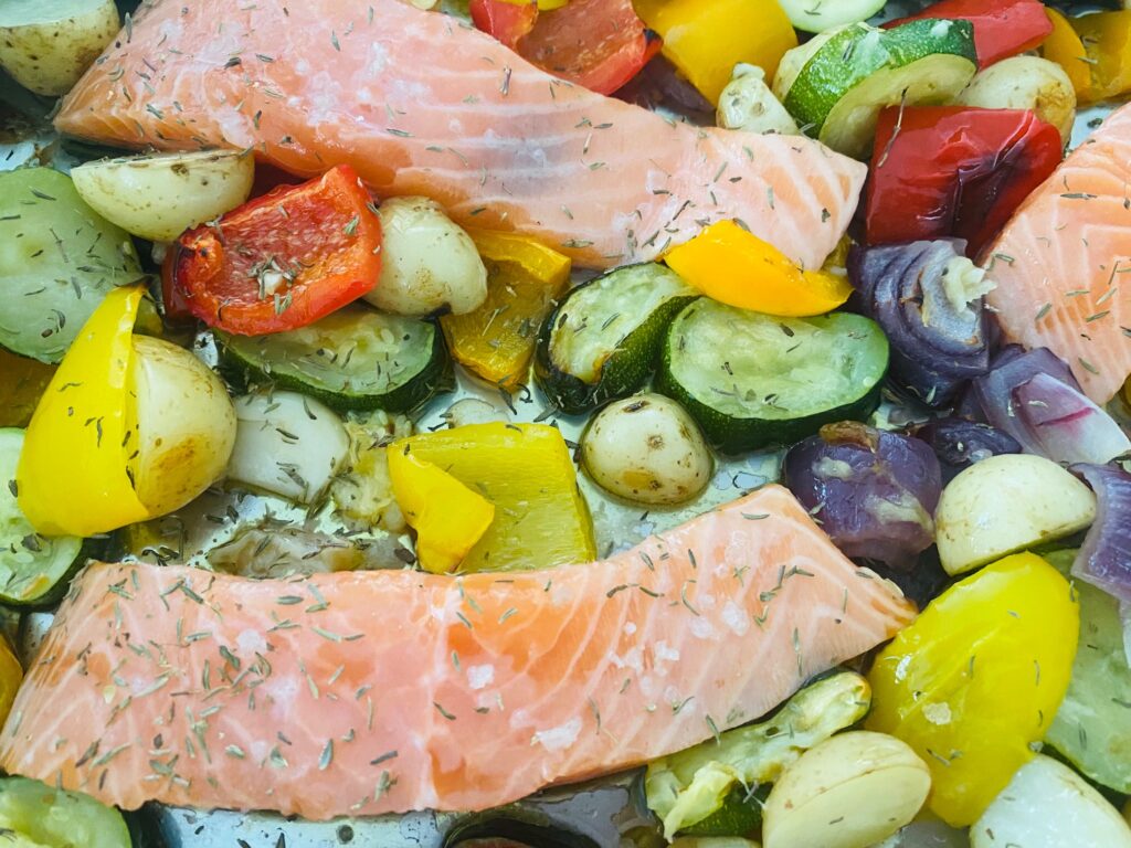 salmon with vegetables