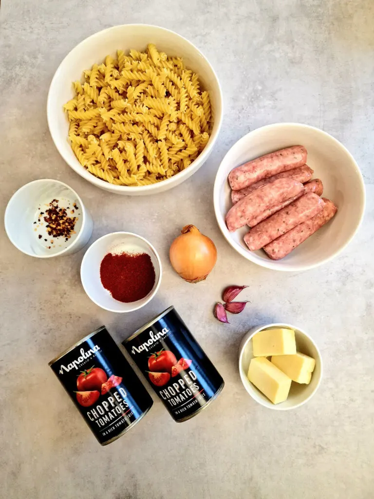 ingredients for sausage pasta