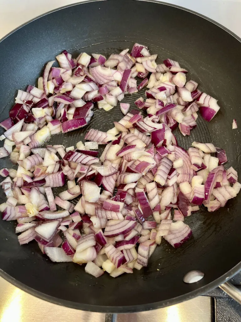 onions sauteeing in pan 