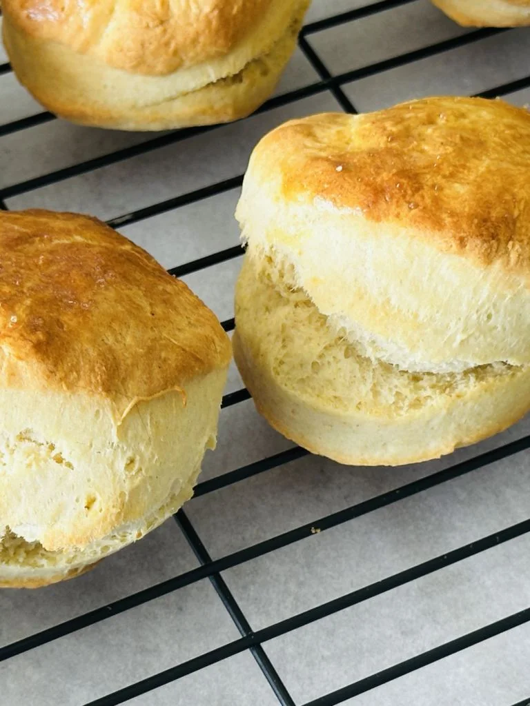 baked scones cooling on wire rack