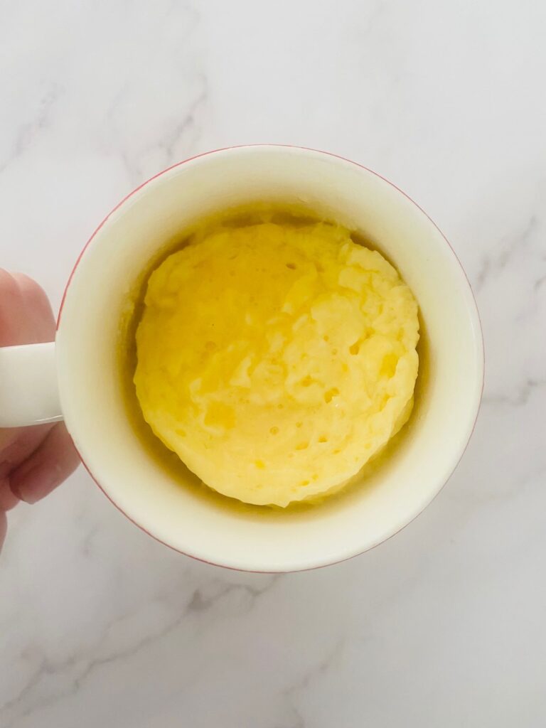 scrambled egg in a mug straight from the microwave