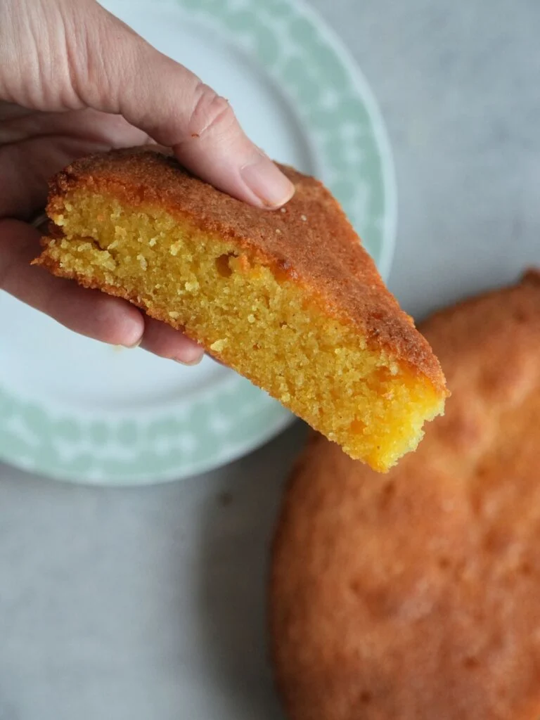 slice of lemon polenta cake