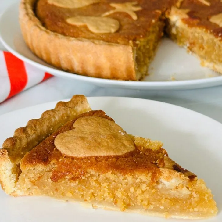 slice of treacle tart on a plate