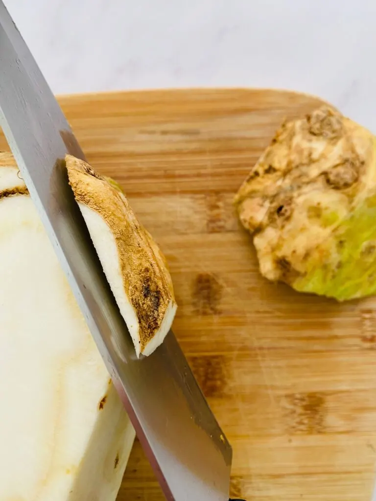 slice skin off celeriac