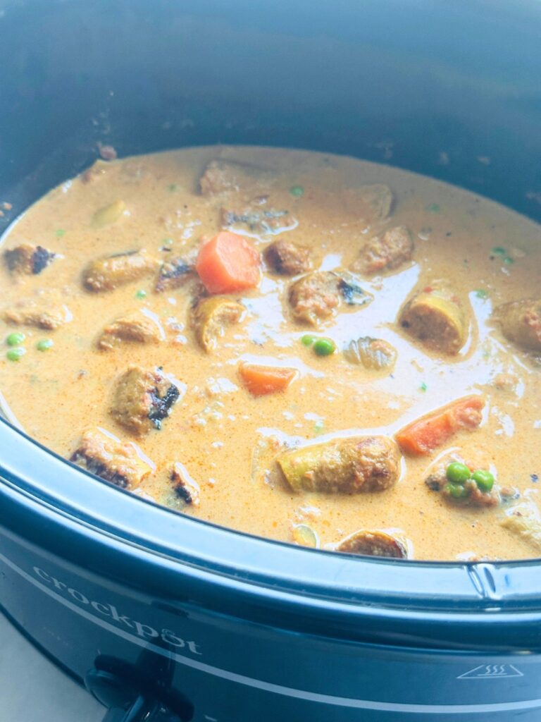 Slow Cooker Curried Sausages