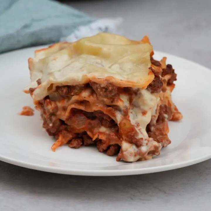 slow cooker lasagne on a plate