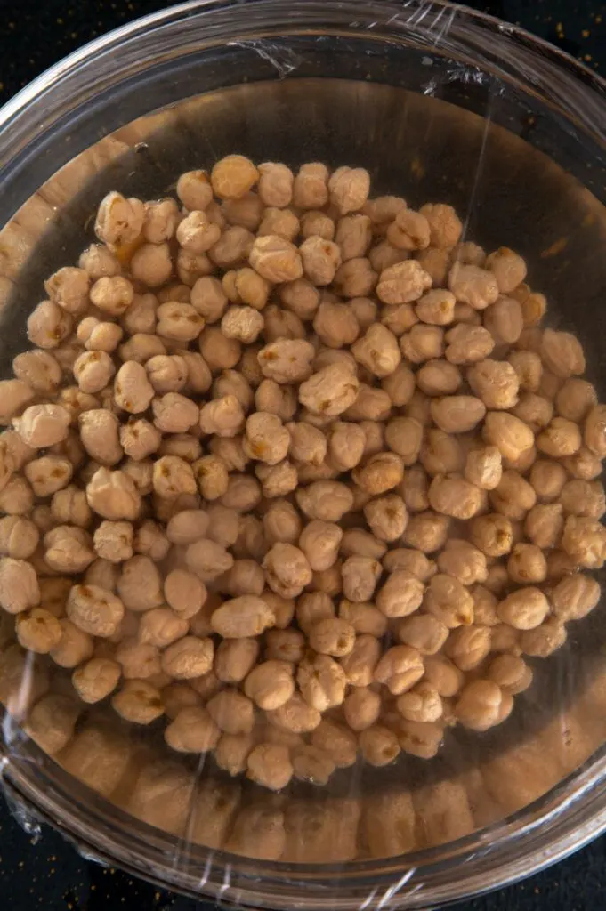 soaked chickpeas in bowl