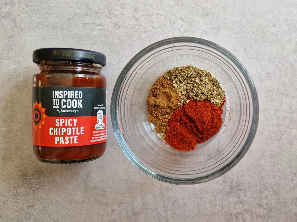 spices and chipotle paste 