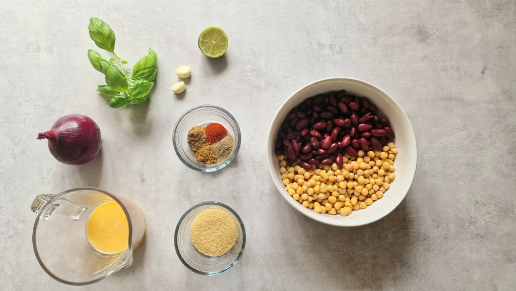 ingredients for spicy bean burger