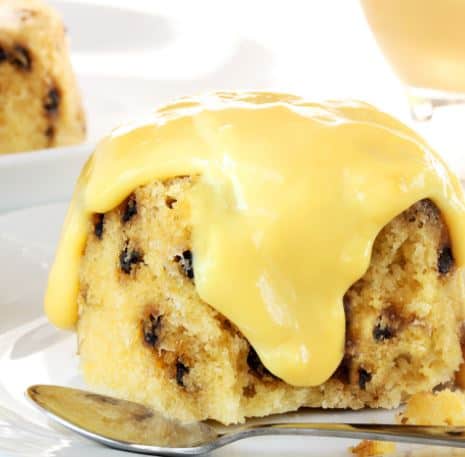 spotted dick with custard on top