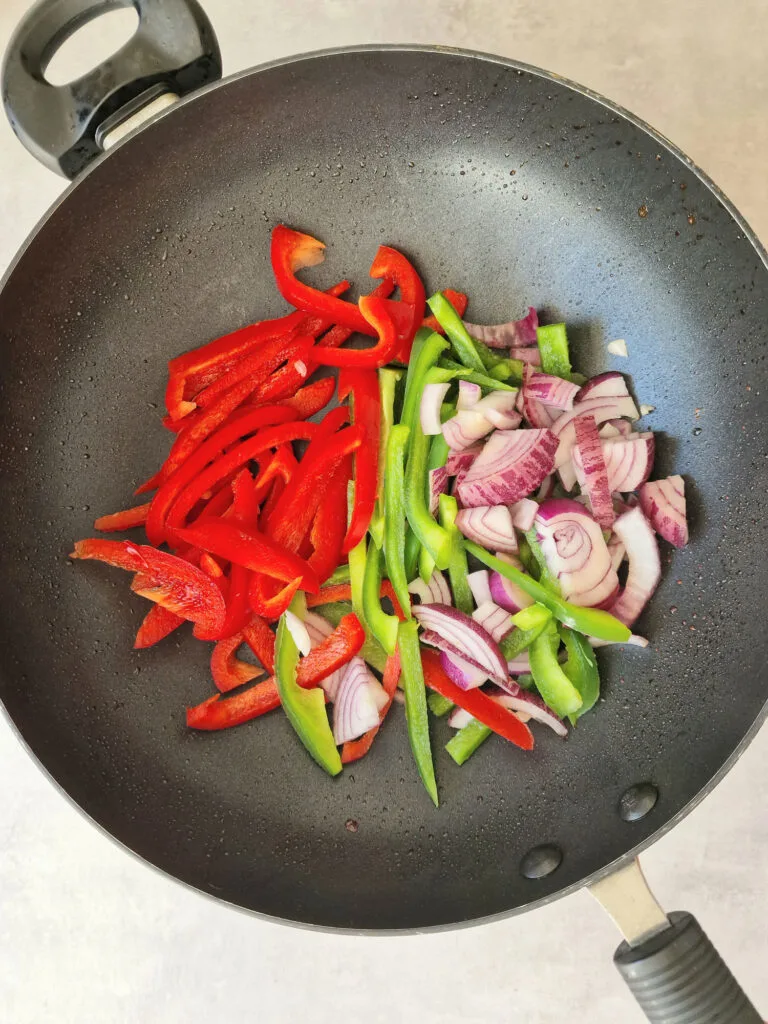 vegetables in frying pan 