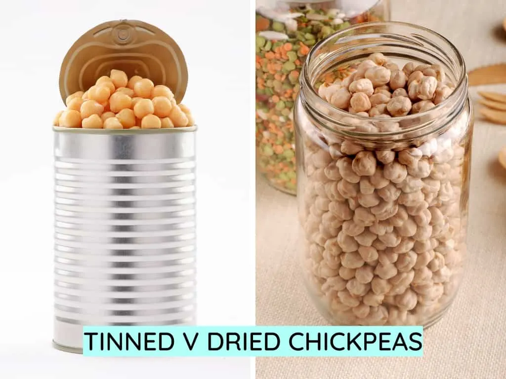 tinned chickpeas vs dried chickpeas