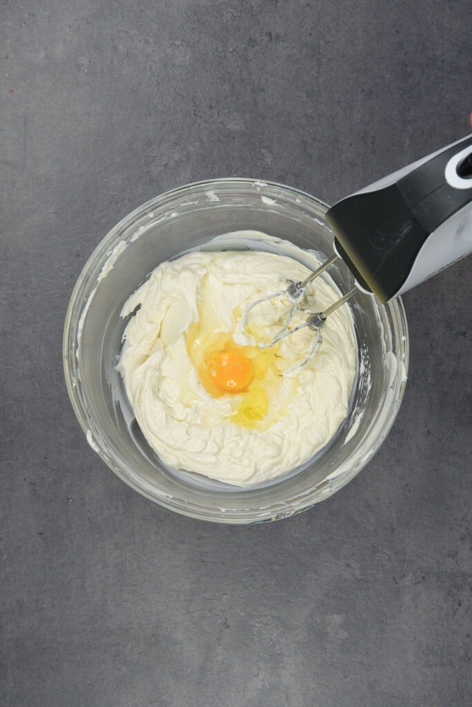 adding egg to cream cheese 